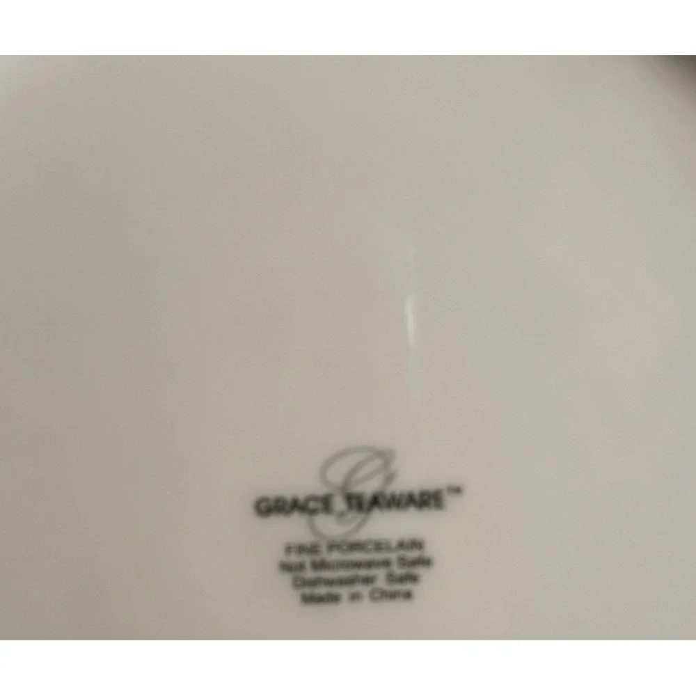 Grace Teaware Red White Stripes‎ Dots Gold accent Trim 8